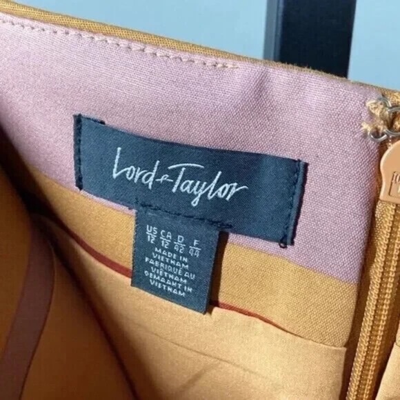 NEW Lord & Taylor Skirt Womens 12 brown red retro stripe pencil - Picture 4 of 10